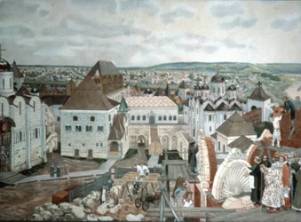 Russische Kunst - Gemälde von Moskau in alten Zeiten von V. M. Vasnetsov (19. Jahrhundert)